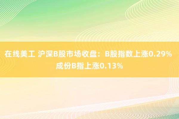 在线美工 沪深B股市场收盘：B股指数上涨0.29% 成份B指上涨0.13%