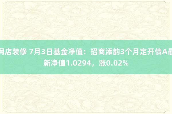 网店装修 7月3日基金净值：招商添韵3个月定开债A最新净值1.0294，涨0.02%