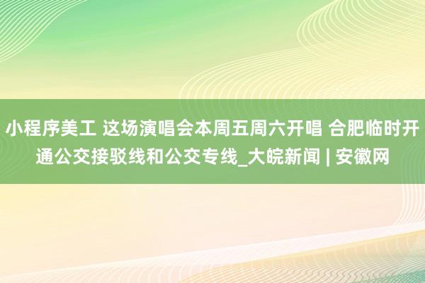 小程序美工 这场演唱会本周五周六开唱 合肥临时开通公交接驳线和公交专线_大皖新闻 | 安徽网