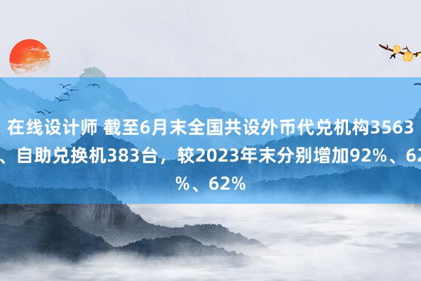 在线设计师 截至6月末全国共设外币代兑机构3563个、自助兑换机383台，较2023年末分别增加92%、62%