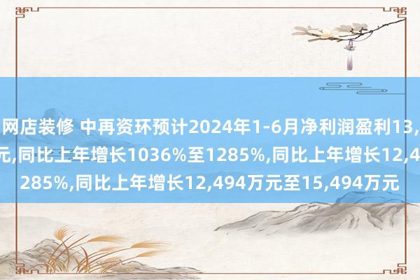 网店装修 中再资环预计2024年1-6月净利润盈利13,700万元至16,700万元,同比上年增长1036%至1285%,同比上年增长12,494万元至15,494万元